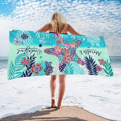 Ručnik za plažu od mikrovlakana Veliki upijajući ručnik za kupanje Brzosušeća krema za sunčanje za odrasle Putovanja Bazen Datura Flamingo uzorak