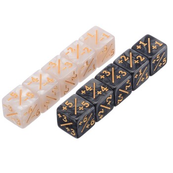 10Pcs/σετ 16mm D6 +1/-1 Dice For Magic The Gathering Παιχνίδι Καταμέτρηση Μετρητές διδασκαλίας μαθηματικών