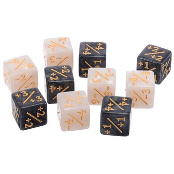 10Pcs/σετ 16mm D6 +1/-1 Dice For Magic The Gathering Παιχνίδι Καταμέτρηση Μετρητές διδασκαλίας μαθηματικών