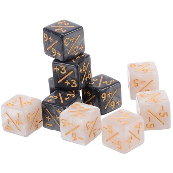 10Pcs/σετ 16mm D6 +1/-1 Dice For Magic The Gathering Παιχνίδι Καταμέτρηση Μετρητές διδασκαλίας μαθηματικών