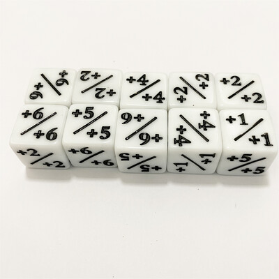 10Pcs/set 16mm D6 +1/-1 Dice For Magic The Gathering Game Brojanje Brojalice za učenje matematike