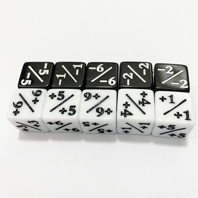 10Pcs/set 16mm D6 +1/-1 Dice For Magic The Gathering Game Brojanje Brojalice za učenje matematike