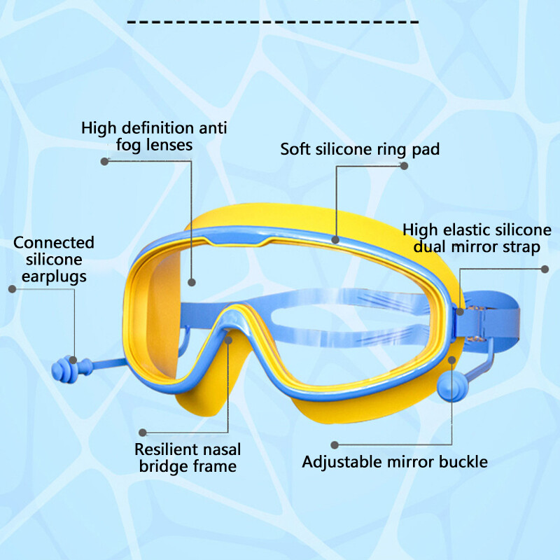 Naočale za plivanje Vodootporne protiv magljenja HD prozirni čepići za uši Dječje naočale za plivanje Veliki okvir Naočale za bazen Dodaci za plivanje