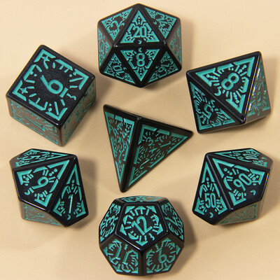 DND kockice s rezbarenim uzorkom 7kom RPG poliedarske kockice set za društvene igre kao poklon dodaci za zabavu