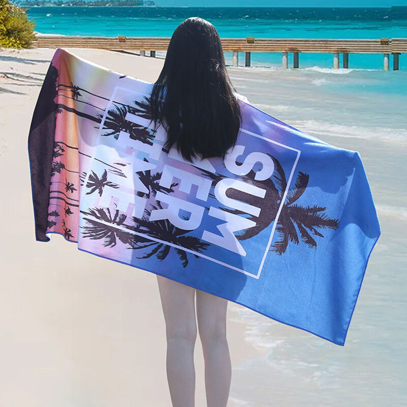 Dvostrani baršunasti ručnik za plažu, podebljani, brzosušeći, vodoupijajući tiskani ručnik za kupanje, šal za zaštitu od sunca
