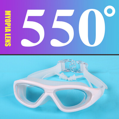 Muškarci Žene Veliki okvir -2 do -9 Naočale za plivanje za kratkovidnost Prozirne naočale za plivanje protiv magljenja sa čepićima za uši Naočale za plivanje