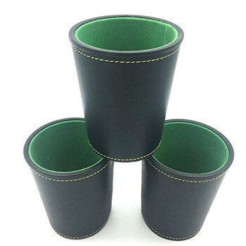 Dice Cup Σετ με 5 τμχ Ζάρια 6 όψεων Dices PU Δερμάτινο Flannel Dice Cup για επιτραπέζιο παιχνίδι Μπαρ Διασκέδαση Magic The Gathering