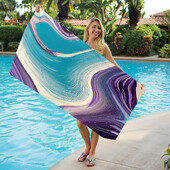 Πετσέτες θαλάσσης από μικροΐνες Εξαιρετικά ελαφριές μπλε πετσέτες μπάνιου, αδιάβροχες κουβέρτες παραλίας, Στατική ζώνη κολύμβησης