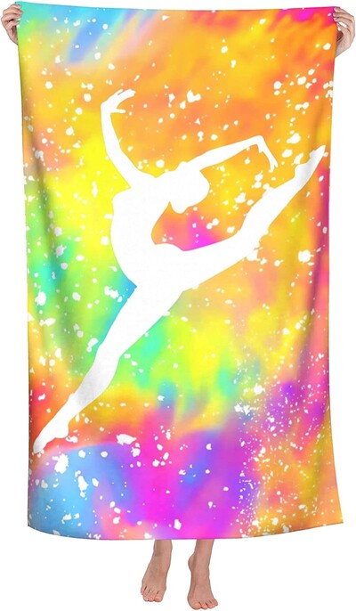 Tie Dye Ballet Gymnastics Girl Плажни кърпи от микрофибър Извънгабаритни меки абсорбиращи бързосъхнещи плажни кърпи за пътуване за деца Възрастни