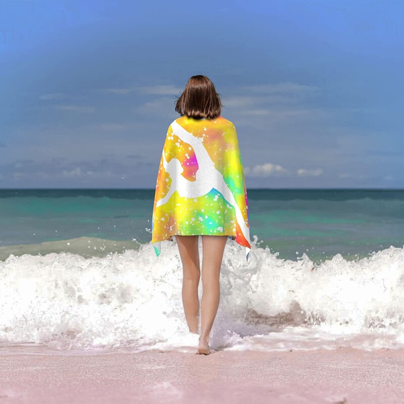 Tie Dye Balet Gimnastičarka Ručnici za plažu od mikrovlakana Preveliki, mekani upijajući brzo sušeći Putni ručnici za plažu za djecu i odrasle