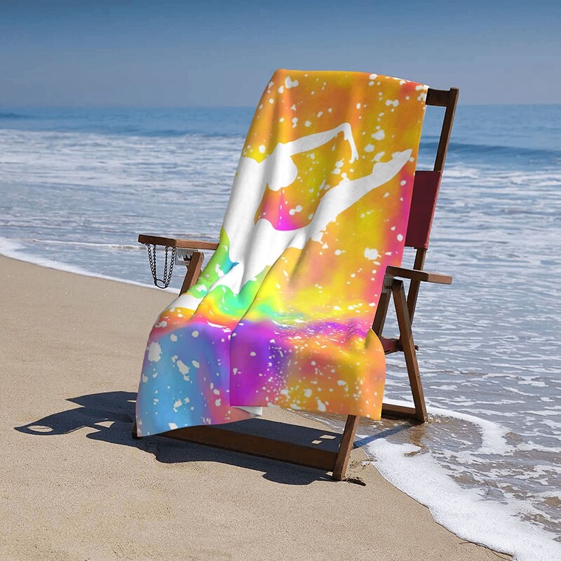 Tie Dye Balet Gimnastičarka Ručnici za plažu od mikrovlakana Preveliki, mekani upijajući brzo sušeći Putni ručnici za plažu za djecu i odrasle