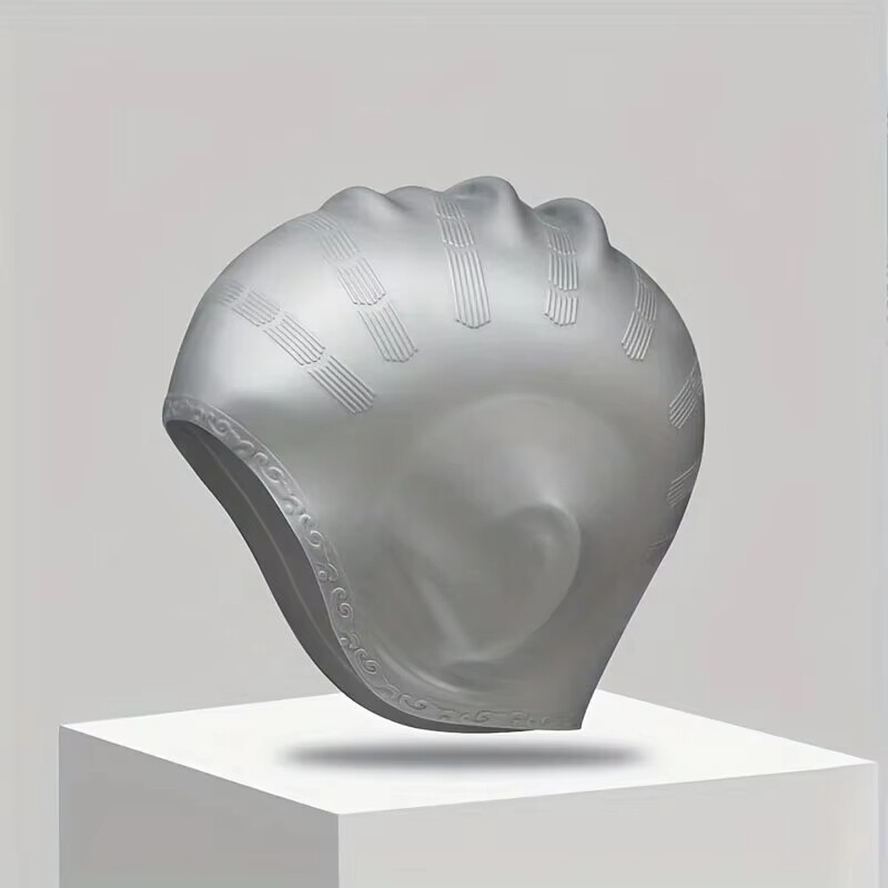 DIZETION izdržljiva silikonska kapa za plivanje s džepovima za uši za odrasle i tinejdžere - štiti dugu kosu i pruža visoku elastičnost