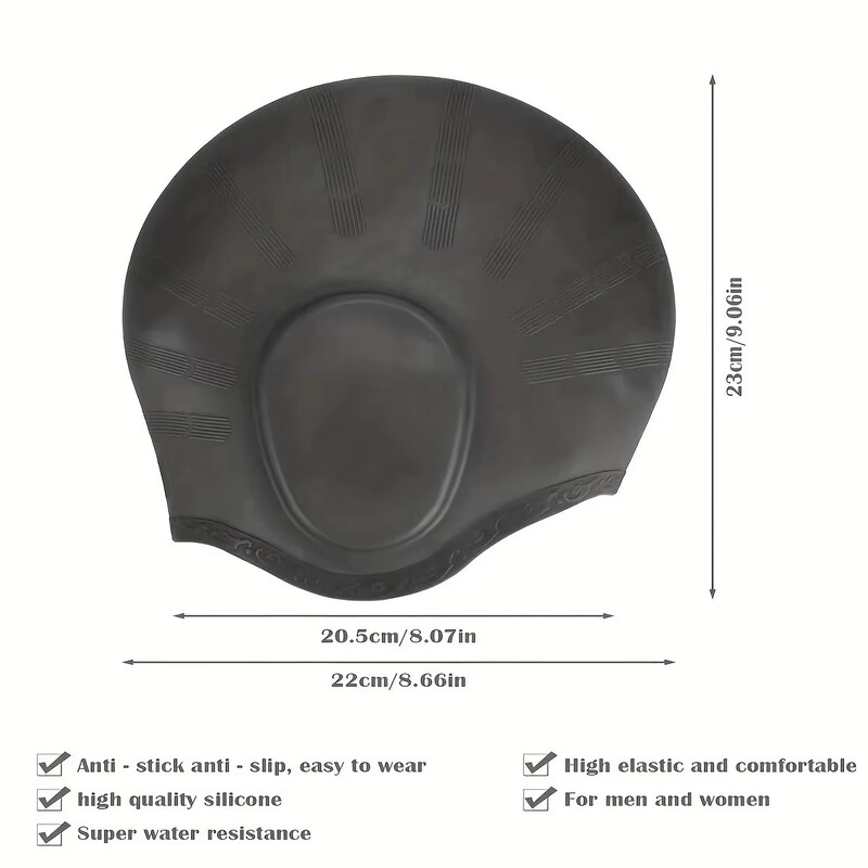 DIZETION izdržljiva silikonska kapa za plivanje s džepovima za uši za odrasle i tinejdžere - štiti dugu kosu i pruža visoku elastičnost