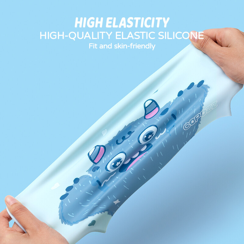 Copozz kape za plivanje, visoko elastične, ljupke dječje tkanine iz crtanih filmova, slatka zaštita za uši sa životinjama iz crtanih filmova, za dječake i djevojčice, šešir za ronjenje u bazenu