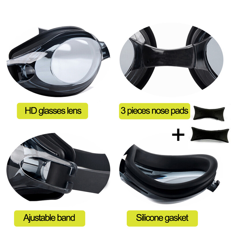 Naočale za plivanje Myopia Professional UV naočale za plivanje protiv zamagljivanja Muškarci Žene Silikonske dioptrije Sportske naočale za plivanje Dodatna torbica