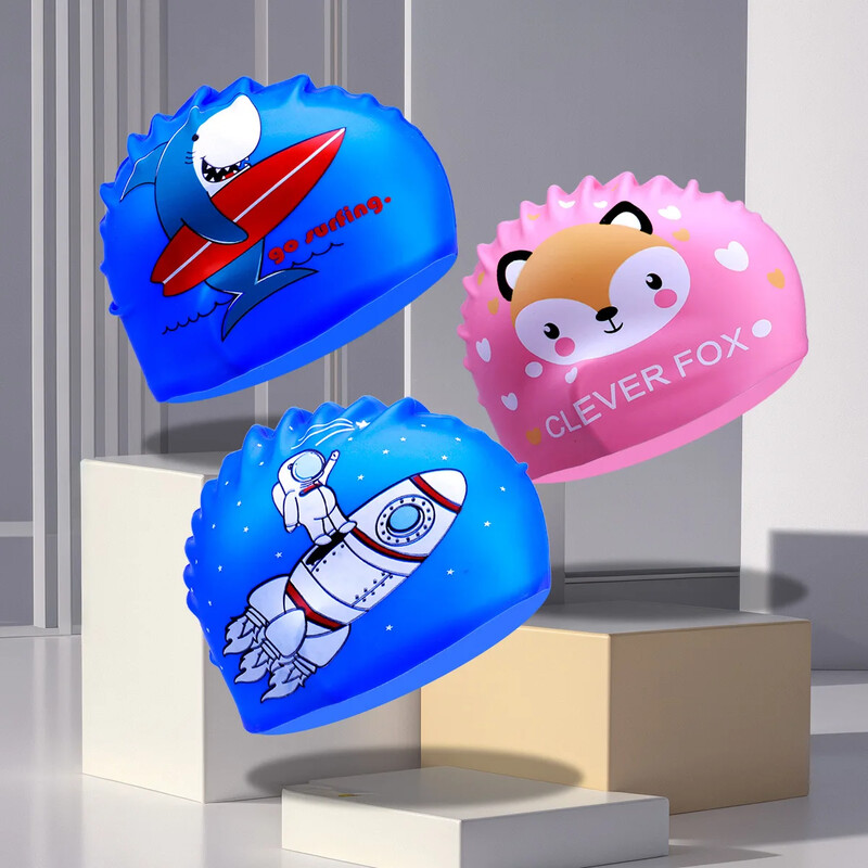 Vodootporne silikonske kape za plivanje za djecu Unisex Zaštitna oprema za uši s dugom kosom Slatki dizajn koji ne zateže za djecu