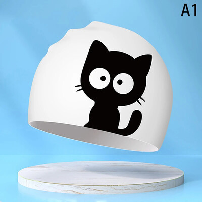 Slatka mačka kapa za plivanje za dugu dlaku, uši štite djecu, djecu, vodootporna, elastična silikonska kapa za bazen, kape za kupanje, šešir za ronjenje