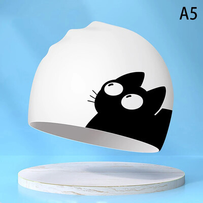 Slatka mačka kapa za plivanje za dugu dlaku, uši štite djecu, djecu, vodootporna, elastična silikonska kapa za bazen, kape za kupanje, šešir za ronjenje