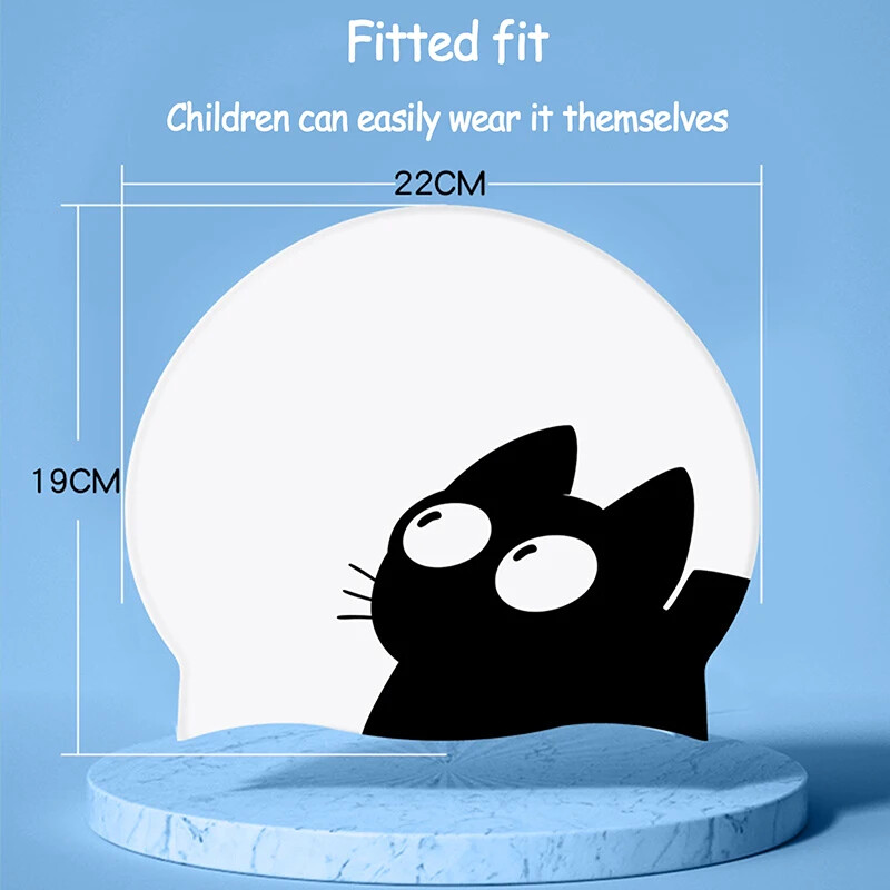 Slatka mačka kapa za plivanje za dugu dlaku, uši štite djecu, djecu, vodootporna, elastična silikonska kapa za bazen, kape za kupanje, šešir za ronjenje