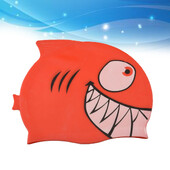 Silikonska kapa za plivanje, dječji šešir u obliku ribe, vodootporna crvena, vodootporna, dječja