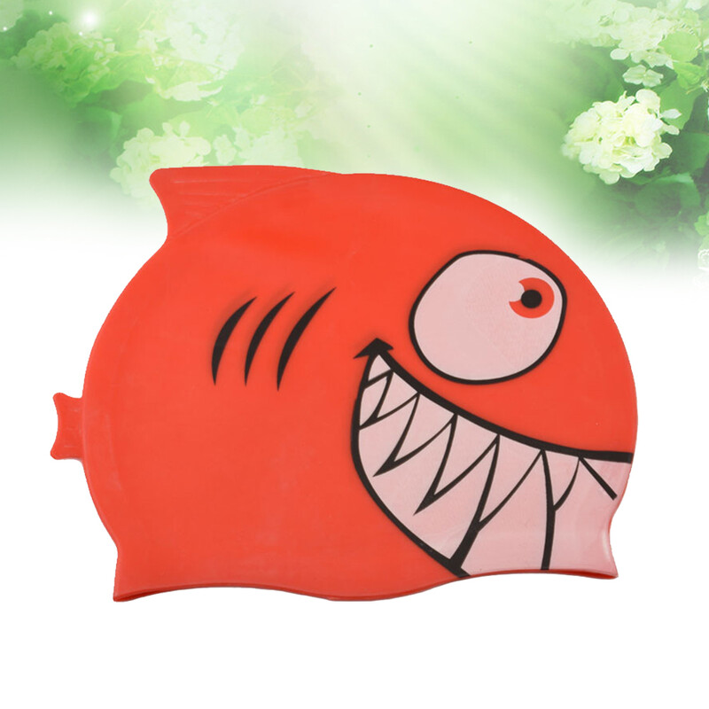 Silikonska kapa za plivanje, dječji šešir u obliku ribe, vodootporna crvena, vodootporna, dječja