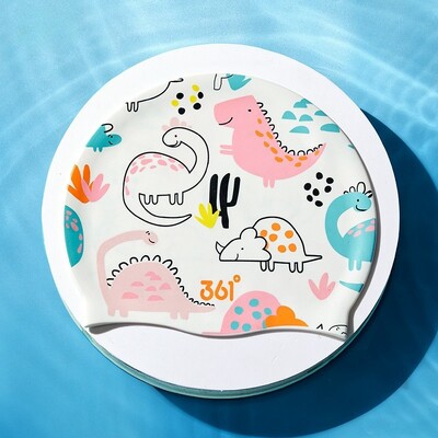 Dječja kapa za plivanje s printom crtića Elastična silikonska kapa za vodene sportove Zaštita ušiju za kosu Kape za kupanje u bazenu Dječaci Djevojčice