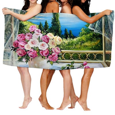 Domáce osušky na telo, uteráky do kúpeľne, rýchloschnúci plážový uterák z mikrovlákna, olejomaľba, mužský veľký športový uterák