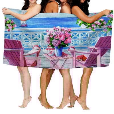 Domáce osušky na telo, uteráky do kúpeľne, rýchloschnúci plážový uterák z mikrovlákna, olejomaľba, mužský veľký športový uterák