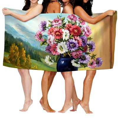 Domáce osušky na telo, uteráky do kúpeľne, rýchloschnúci plážový uterák z mikrovlákna, olejomaľba, mužský veľký športový uterák