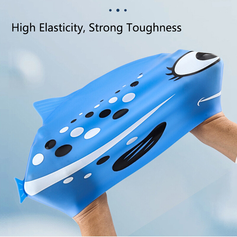 Nová detská kreslená plavecká čiapka, detská nepremokavá elastická silikónová plavecká čiapka, bazén, vodné športy, ochrana uší, klobúk pre chlapcov a dievčatá, plavecká čiapka