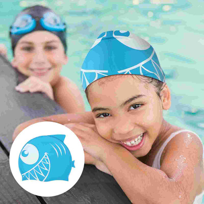 Ekološki šešir za plivanje Kape za plivanje Vodootporne od čistog silikagela Crtani plavi dječji silikonski dječji