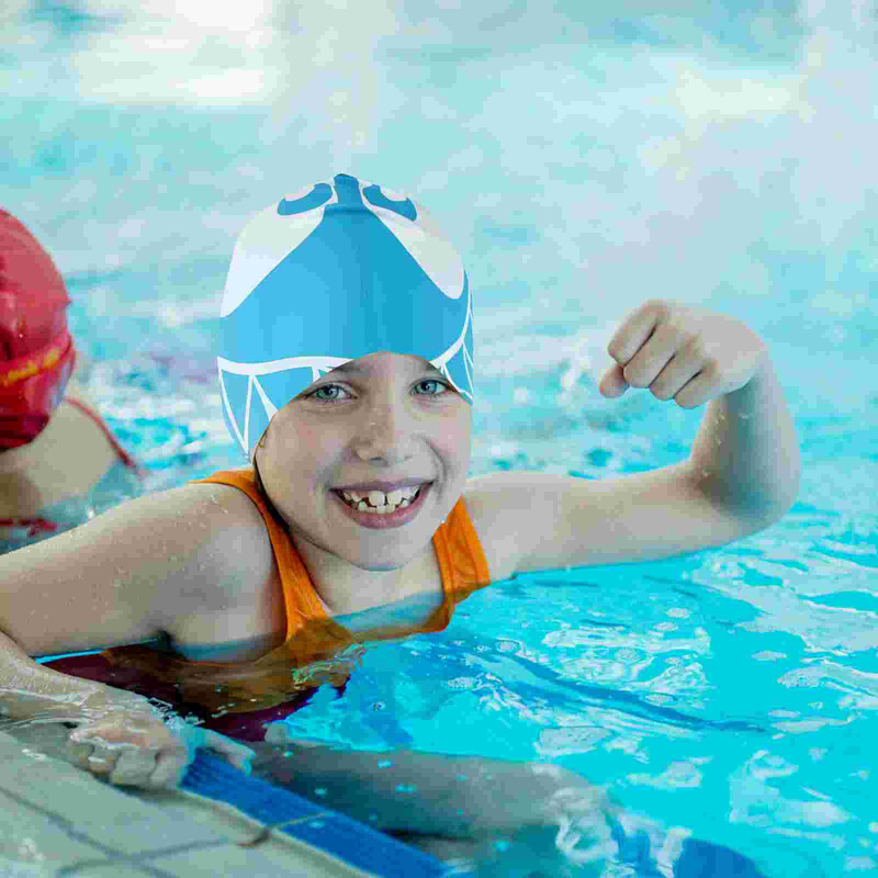 Ekološki šešir za plivanje Kape za plivanje Vodootporne od čistog silikagela Crtani plavi dječji silikonski dječji