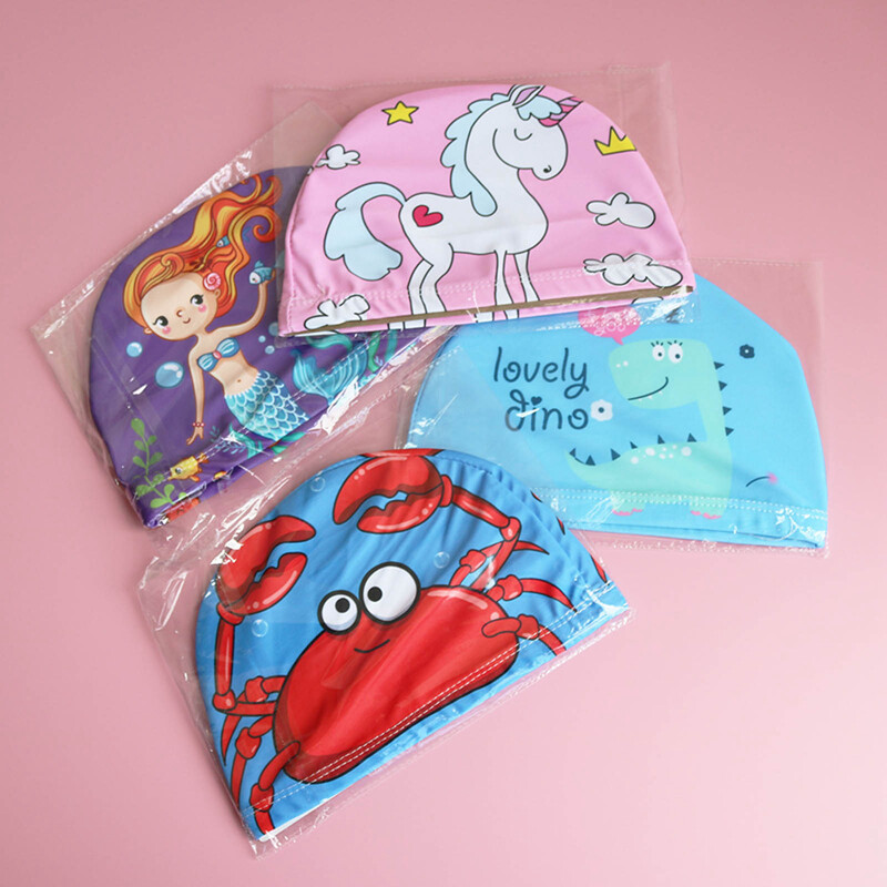 Kapa za plivanje s crtanim filmovima za djecu od elastične tkanine za plivanje u bazenu za vodene sportove za zaštitu ušiju šešir za plivanje šeširi za kupanje kape za dječake i djevojčice