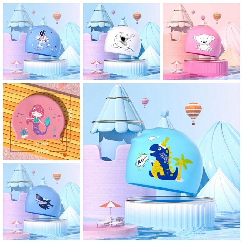 Vodootporna dječja kapa za plivanje, elastična silikonska dječja kapa za plivanje, šeširi za kupanje u obliku životinja, kapa za bazen