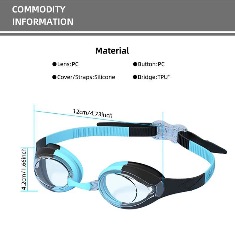 Dječje naočale za plivanje Vodootporne naočale za plivanje Naočale protiv magljenja i curenja Djevojčice Dječaci Mladi Brzo podesivi remen Dob 3-14 godina