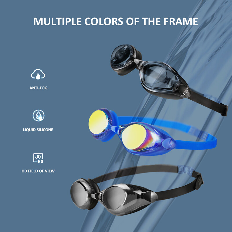Felnőtt professzionális páramentes úszószemüveg HD széles látószögű lencsével, kényelmes illeszkedéssel, állítható orrhíddal, stílusos uniszex kialakítással