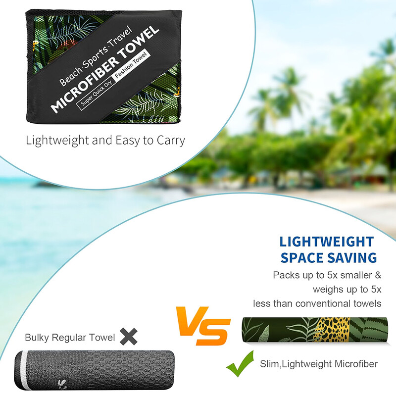 Ručnik za plažu od mikrovlakana od 1 komada, lagani, brzosušeći, upijajući, tanki, kompaktni ručnici za bazen, kampiranje, plaža, veliki