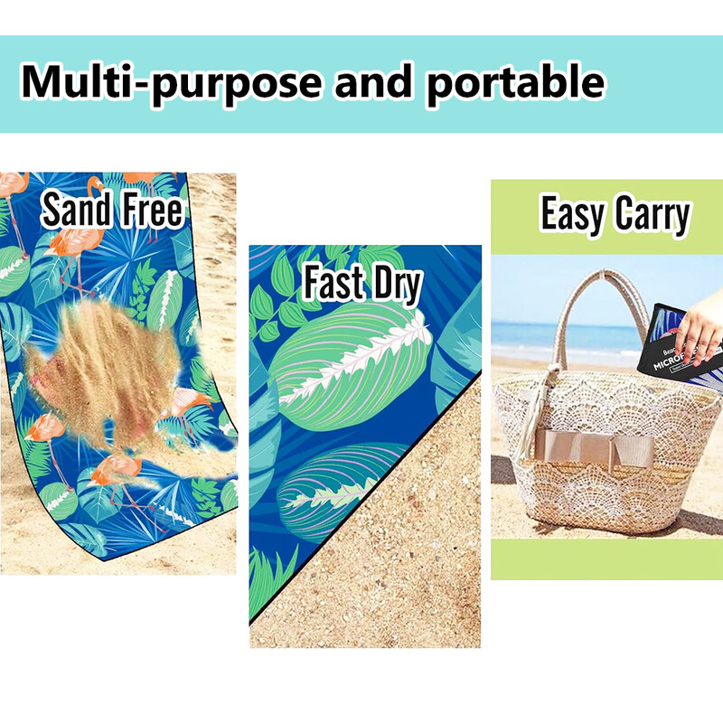 1 ks mikrovláknový plážový uterák, ľahký, tenký, odolný voči piesku, plávanie na vonkajšie cestovanie, plávanie, kúpanie, kempovanie