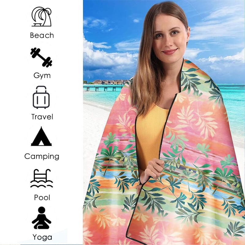 Putni ručnik za plažu od mikrovlakana od 1 komada za plivače Ručnik za plažu protiv pijeska za bazen, jogu, putovanja, avanture na otvorenom i darove