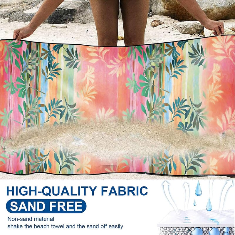 Putni ručnik za plažu od mikrovlakana od 1 komada za plivače Ručnik za plažu protiv pijeska za bazen, jogu, putovanja, avanture na otvorenom i darove