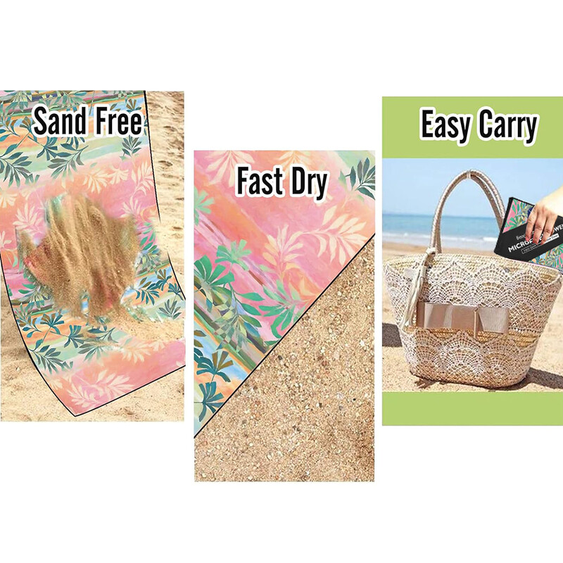 Putni ručnik za plažu od mikrovlakana od 1 komada za plivače Ručnik za plažu protiv pijeska za bazen, jogu, putovanja, avanture na otvorenom i darove