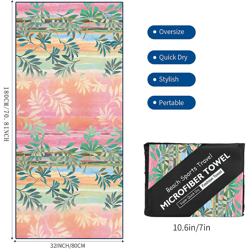 Putni ručnik za plažu od mikrovlakana od 1 komada za plivače Ručnik za plažu protiv pijeska za bazen, jogu, putovanja, avanture na otvorenom i darove