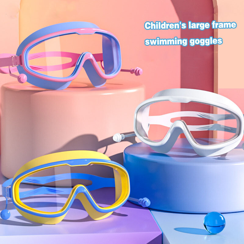 Naočale za plivanje velikog okvira Vodootporne protiv zamagljivanja HD naočale za plivanje sa čepićima za uši Dječaci Djevojčice Naočale za bazen i plažu za odraslu djecu
