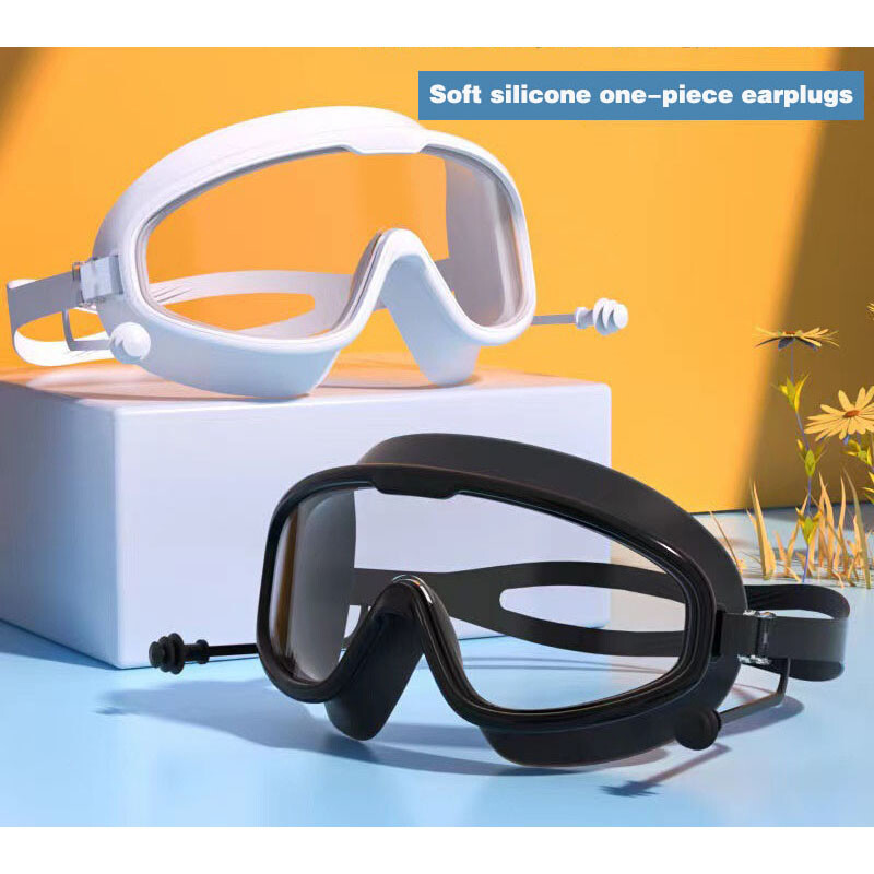 Naočale za plivanje velikog okvira Vodootporne protiv zamagljivanja HD naočale za plivanje sa čepićima za uši Dječaci Djevojčice Naočale za bazen i plažu za odraslu djecu