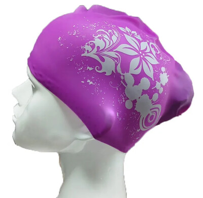 Nepremokavá, nenápadná, dlhá plavecká čiapka pre ženy, extra veľká ochrana vlasov, ochrana sluchu, silikónová čiapka s potlačou tvarov