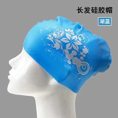 Nepremokavá, nenápadná, dlhá plavecká čiapka pre ženy, extra veľká ochrana vlasov, ochrana sluchu, silikónová čiapka s potlačou tvarov