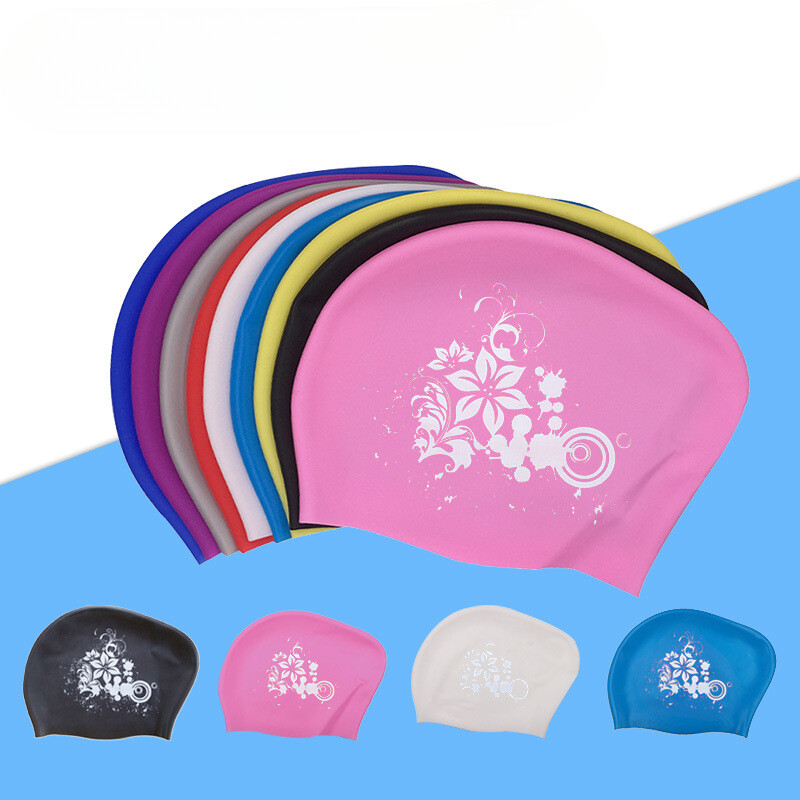 Kape za plivanje s dugom kosom za zaštitu ušiju za žene Velike veličine od mekanog silikona Kape za plivanje Kape s cvjetnim printom Dodaci za bazen