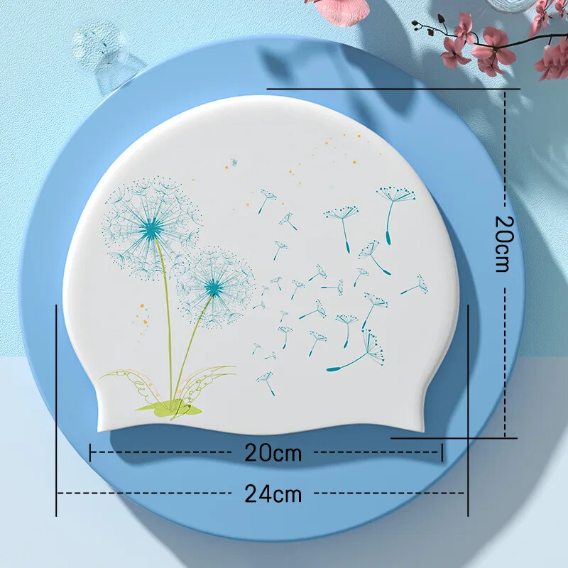 Pălărie de înot din silicon, șepci de înot pentru femei, rezistente la apă, protecție pentru urechi, confortabilă, pentru păr lung, accesorii pentru piscină cu imprimeu marino.