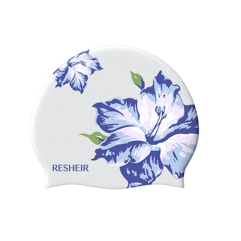 Pălărie de înot din silicon, șepci de înot pentru femei, rezistente la apă, protecție pentru urechi, confortabilă, pentru păr lung, accesorii pentru piscină cu imprimeu marino.