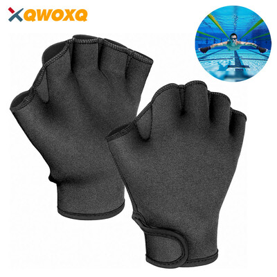 1 чифт Aqua Gloves Ribbed Paddle Swim Gloves Fitness Gym Water Aerobics and Swimming Resistance Training Ръкавици за мъже жени